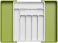 Lifewit Silverware Drawer Organizer, Expandable Utensil Organizer for Kitchen Drawers, Adjustable Cutlery and Flatware Tray, Plastic Spoons Forks Knives Holder Storage Dividers, Large, Green&White