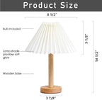 Zenply Small Table Lamp 2PC, Bedside Nightstand Mini Lamp for Bedroom Living Room Side Table Small Spaces, Pleated Aesthetic Vintage Lamp Warm White LED Bulb Included