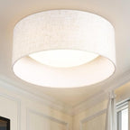 Hamilyeah Flush Mount Ceiling Light Fixture 10 inch, 15W LED Ceiling Light with Fabric Shade, Modern Hallway Lighting Fixtures Ceiling Mount, Drum Bedroom Lights for Ceiling 3CCT