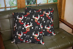 CAPSCEOLL 2PCS Gray Christmas Soft Pillow Covers 20X20Inch Cute Deer Antlers Christmas and Scarf Snow Star Zipper Pillow Cases for Bedroom Sofa Living Room