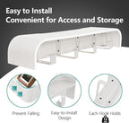 Coat Rack Wall Mount with Hidden Hooks Entryway Hanging Shelf Modern Wood Coat Hanger for Bedroom Kitchen Hallway Bathroom (White,16.6 Inch Long)