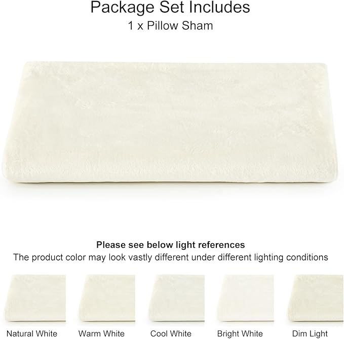 PHF Super Soft Velvet Zippered Body Pillowcase, No Insert, 1 Pack Luxury Cozy Warm Pillow Sham Cover with Zipper, 20"X 54" Long Cozy Fuzzy Flannel Pillow Case, Cream