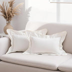 HAUSSY Scalloped Pillow Covers 12x20 Set of 2,Decorative Lumbar Throw Pillows Cute Aesthetic Preppy Cushion Covers for Couch Bed Living Room,White