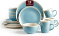 Rock Ridge Speckled Stoneware Dinnerware Set (16pc Set, Turquoise and Ivory)