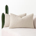 MIULEE 12x20 Inch Christmas Decorative Lumbar Throw Pillows for Bed Set of 2 Textured Boucle Neutral Winter Throw Pillow Covers Natural Beige Accent Solid Couch Pillowcases Sofa Livingroom Home Decor