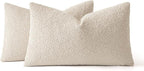 MIULEE 12x20 Inch Christmas Decorative Lumbar Throw Pillows for Bed Set of 2 Textured Boucle Neutral Winter Throw Pillow Covers Natural Beige Accent Solid Couch Pillowcases Sofa Livingroom Home Decor