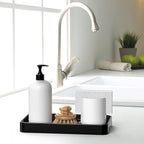 Gurygo Vanity Tray for Bathroom, 10" Ceramic Soap Dispenser Tray for Kitchen Counter, Bathroom Trays for Counter, Kitchen Tray for Soap Bottles (Black, Set/1)…