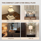 PoKat 20.5" Farmhouse Table Lamp, Vintage Bedside Lamps for Bedroom, Rustic Small End Table Lamps for Living Room, Traditional Nightstand Desk Lamps Distressed Washed White, Suitable for Small Place