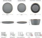 Melamine Dinnerware for 4, 12 Pieces Unbreakable Matte Plastic Plates and Bowls set, Kitchen Dish set BPA Free, Dishwasher Top Safe, Not Microwave, Not Oven (Grey)