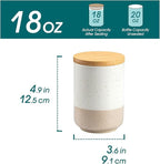vancasso Sabine Small Ceramic Canister with Airtight Wood Lid - 18 oz Kitchen Storage for Coffee, Sugar, Tea & Spices - Compact Countertop Jar