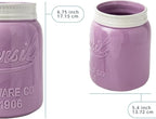 Comfify Wide Mouth Mason Jar Utensil Holder Decorative Kitchenware Organizer Crock, Dishwasher Safe - Kitchen Caddy Purple, Large Size 7" Hight