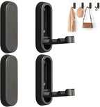 4Pcs Foldable Wall Hooks, Zinc Alloy Folding Hook Black, Heavy Duty Folding Coat Hooks Wall Mounted for Hanging Coat Towels Bags Keys (Black, 4 Pack)