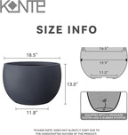 Kante 19.9" Dia Round Concrete Planter, Outdoor/Indoor Large Bowl Plant Pots with Drainage Hole and Rubber Plug for Garden Patio Balcony Home, Charcoal