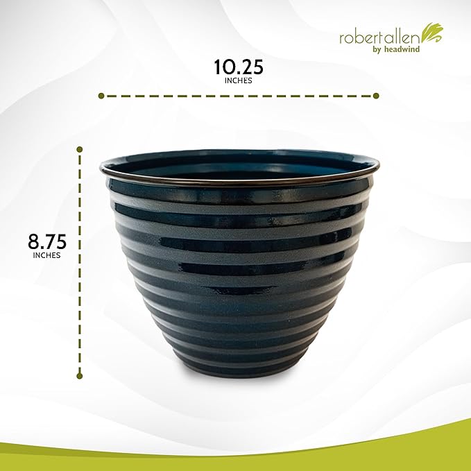 Headwind Avondale Collection Ironstone Decorative Planter - 8 Inch Midnight Sapphire Blue Finish, Lightweight, Durable, Rust-Resistant, Weatherproof, Indoor & Outdoor Use by Robert Allen