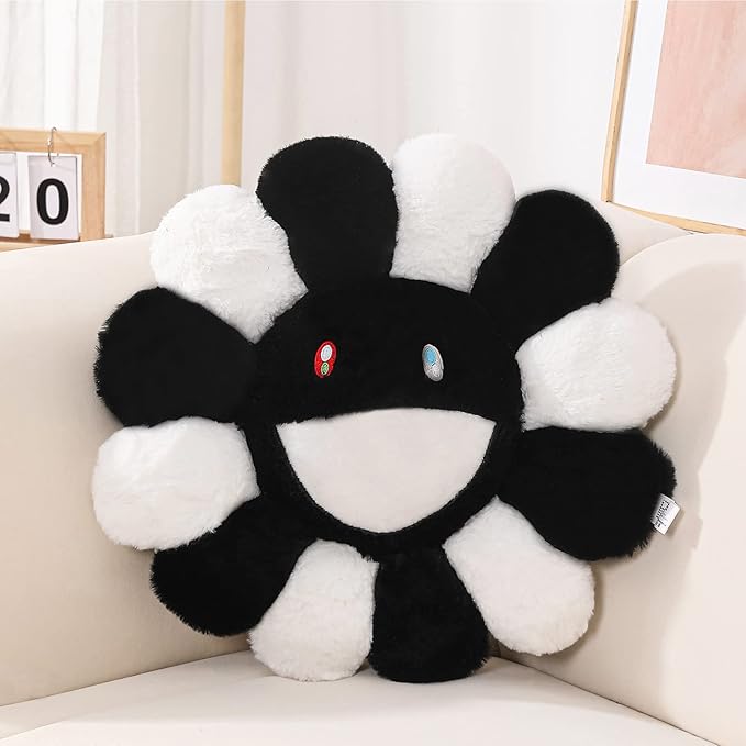 Flower Pillow, Flower Shaped Throw Pillow, Flower Face Floor Cushions Floor Pillow, Colorful Sunflower Plush Pillow, Cute Room Decor Decorative Pillows for Sofa Bedroom Car (60CM/23.6in)