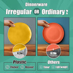Teivio 32-Piece Kitchen Plastic Wheat Straw Dinnerware Set, Service for 8, Dinner Plates, Dessert Plate, Cereal Bowls, Cups, Unbreakable Plastic Outdoor Camping Dishes, Irregular Autumn Multicolor