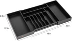 KitchenEdge Premium Silverware, Flatware and Utensil Organizer for Kitchen Drawers, Food-Safe Contract Grade, Expandable from 18 to 33 In, Black Bamboo