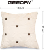 GEEORY Christmas Pillow Covers 18x18 Inch Set of 2, Christmas Decorations Xmas Tree Soft Plush Fluffy Faux Fur Decorative Throw Pillows Rustic Winter Decor Cushion Case Beige Brown GC034-18