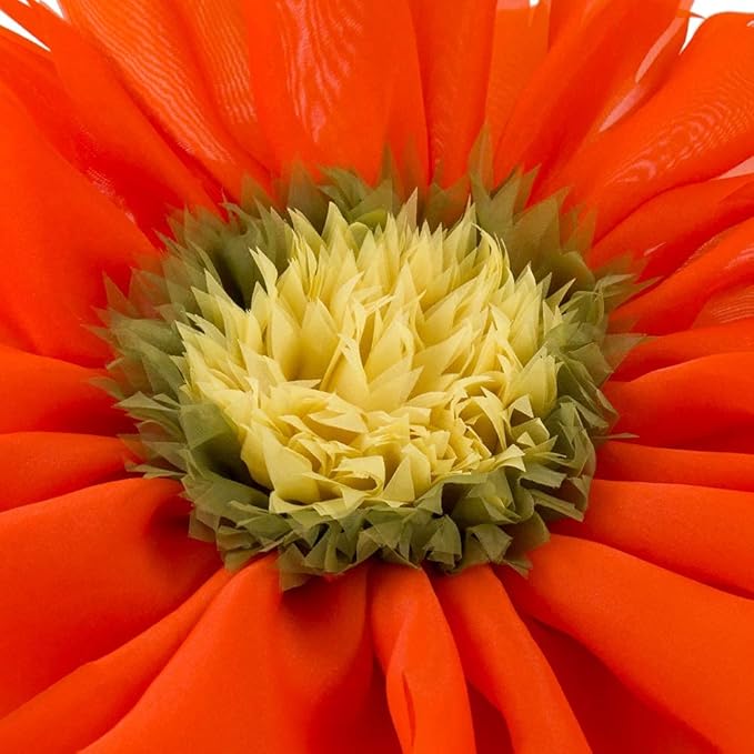 Handmade 3D Flower Round Velvet Throw Pillows Aesthetic Decorative Sunflower Accent Pillows Cute Soft Floral Cushion for Couch Bed Chair Car Living Room Bedroom Home Decor 12Inch Orange Red