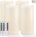 Homemory 4" x 8" Large Waterproof Outdoor Flameless Candles with Remote Control and Timer, Battery Operated Flickering LED Pillar Candles for Indoor Outdoor Lanterns, Porch, Long Lasting, Set of 4