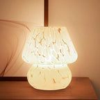 Mushroom Table Lamp for Bedroom, Small Bedside Lamp for Living Room, Modern Cute Nightstand LED Lamp Dimmable, White
