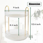 Rotating Makeup Organizer Countertop 2 Tier Lazy Susan Trays Clear Skincare Perfume Storage for Bathroom Counter Vanity, Transparent