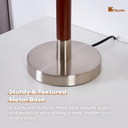 LED Bedside Lamp for Bedroom, Modern Desk Lamp with Dimmable Switch and Bulb, Wood Table Lamp for Nightstand, Desk Reading Lamp for Kids Room, Living Room, Office, Walnut Wood Finish