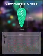 Brightown Solar Operated C6 Strawberry String Lights, 22.64ft 50 LEDs Red Green LED Christmas Fairy Lights, Solar Christmas Lights Outdoor, Christmas Decorations for Christmas Tree, Garden Decor