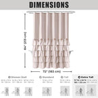 Seasonwood Beige Shower Curtain 84inch Ruffle Long Shower Curtain Cream Shower Curtains Shabby Chic Farmhouse Style Girly Shower Curtains