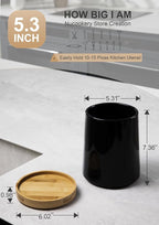 Nucookery 360° Rotating Utensils Holder, 8.2" Extra High Large Ceramic Kitchen Utensil Holder with Countertop-Protection Cork Bottom, Top Gathering Kitchen Decor for Counter (Black)