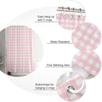 Christmas Shower Curtain, Rustic Pink White Buffalo Check Plaid Pattern Shower Curtains Set with Hooks, Farmhouse Waterproof Fabric Bathroom Curtains Decor Home Accessories,72 X 72 Inch Long