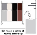 Bonuci 4 Pcs Laundry Sorter Replacement Bags Hamper Cart Removable Replacement Laundry Storage Organizer Bag Hamper Liner, No Hooks 14.76 x 8.66 x 21.65 Inch (Brown,Gray,White,Black)