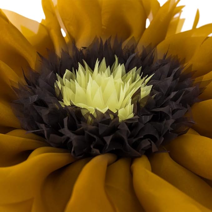 3D Flower Throw Pillow Decorative Sunflower Round Accent Pillowcase Soft Cute Elegant Floral Cushion for Bed Couch Car Living Room Bedroom Home Farmhouse Boho Decor 12Inch Gift Mustard Yellow