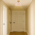Modern Light Fixture Ceiling Mount Flush Mount Drum Ceiling Light Fixture 3 Light Gold Semi Flush Mount Ceiling Light for Hallway Bedroom Entryway Foyer Office