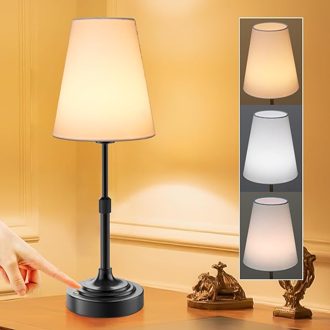 Portable Cordless Table Lamp, Built in Rechargeable Battery, 2700-6000k Color Temperature, Fully Dimmable, Scalable, Ambient Light for Patio, Restaurant, Bar, Bedroom, Dining (Black)