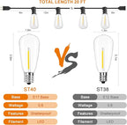 Outdoor LED String Lights 20Ft ST40 Outdoor Patio String Lights with 22 Shatterproof Edison Style LED Bulbs, Hanging Backyard Lights Waterproof UL Listed for Garden Bistro Porch Wedding Decor-Black