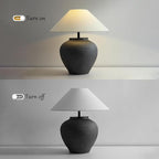 Farmhouse Table Lamps Black 18.8" Tall Ceramic Table Lamp Rustic Southwestern Clay Pot Ceramic Lampshade with Fabric Shade Bedside Nightstand for Living Room Bedroom House Office Entryway (Black)