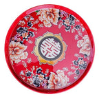 Cabilock Serving Platter Chinese Food Tray Red Wedding Serving Tray Fruit Plate Fruit Snack Storage Holder for Home Kitchen and Wedding Snack Round 13X2. 9inch Chinese Candy Boxes