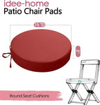 idee-home Outdoor Bistro Chair Cushions, 15”x15”x 3” Thick Outdoor Round Seat Cushions Set of 2 with Ties, Waterproof Round Patio Furniture for Garden