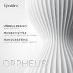 RONDURE 15.8" Modern Ceramic Table Lamp, Modern Bedside Lamps for Bedroom, Living Room and Nightstand, White Translucent Ceramic Shade, Warm Ambient Lighting, Home Decor