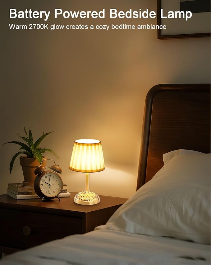 2 Pack Rechargeable Cordless Table Lamps for Restaurant Dining Table, 5200mAh Small Battery Operated Lamp, Portable Dimmable Touch Bedside Night Light for Bedroom Kitchen Bathroom Patio