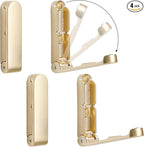 4Pcs Folding Coat Hooks, Zinc Alloy Folding Wall Hook for Hanging Coat Scarf Hat Robe Key Purse, Foldable Invisible Hook with Screws (Gold)