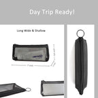 Patu Zipper Mesh Bags, Widened Long Case, 5 Pieces, Beauty Makeup Cosmetic Accessories Organizer, Travel Toiletry Kit Set Storage Pouch, Black