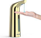 Convenient Automatic Soap Dispenser,4 Adjustable Levels Touchless Hand Sanitizer Pump with Infrared Sensor, 400 ml Countertop Electric Soap Dispenser for Bathroom,Kitchen (Gold)