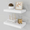 16 Inch Floating Shelves, 9.3" Deep Floating Shelf Wall Mounted, 16" Wall Shelves, Rustic Deep Bookshelf, Large Display Shelves & Storage Shelves for Bedroom, Living Room, White, Set of 2