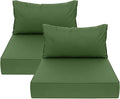 AAAAAcessories Outdoor Deep Seat Cushions, Waterproof, Fade-Resistant Patio Furniture Replacement Cushions, 24" x 24" x 5" + 24" x 13.5", Set of 2, Dark Moss Green