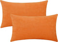 Jeneoo Bright Orange Decorative Throw Pillow Covers Soft Chenille Comfy Lumbar Pumpkin Couch Cushion Cases for Living Room Sofa Decor (Set of 2, 12 x 20 Inches)
