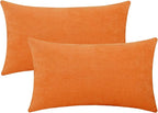 Jeneoo Bright Orange Decorative Throw Pillow Covers Soft Chenille Comfy Lumbar Pumpkin Couch Cushion Cases for Living Room Sofa Decor (Set of 2, 12 x 20 Inches)