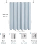 3D Embossed Pattern Shower Curtain, Simple and Chic Pattern Vintage Curtain for Bathroom, Waterproof Fabric Shower Curtains with Hooks, 72 W x 72 H, Fogblue