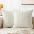 MIULEE White Corduroy Pillow Covers Pack of 2 Boho Decorative Spliced Throw Pillow Covers Soft Solid Couch Pillowcases Cross Patchwork Textured Cushion Covers for Living Room Bed Sofa 16x16 inch
